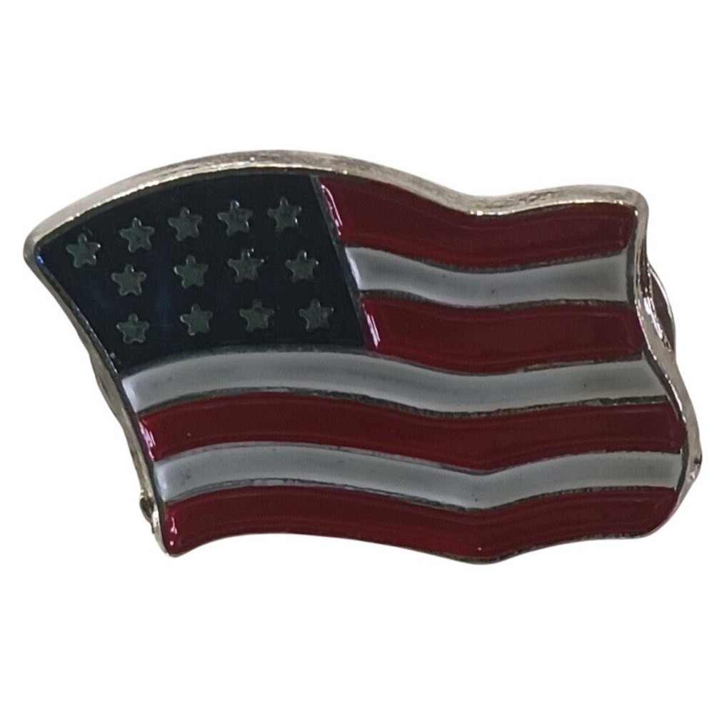 American Flag Enamel Hat Lapel Pin Waving USA Western Americana 1" Patriotic‎